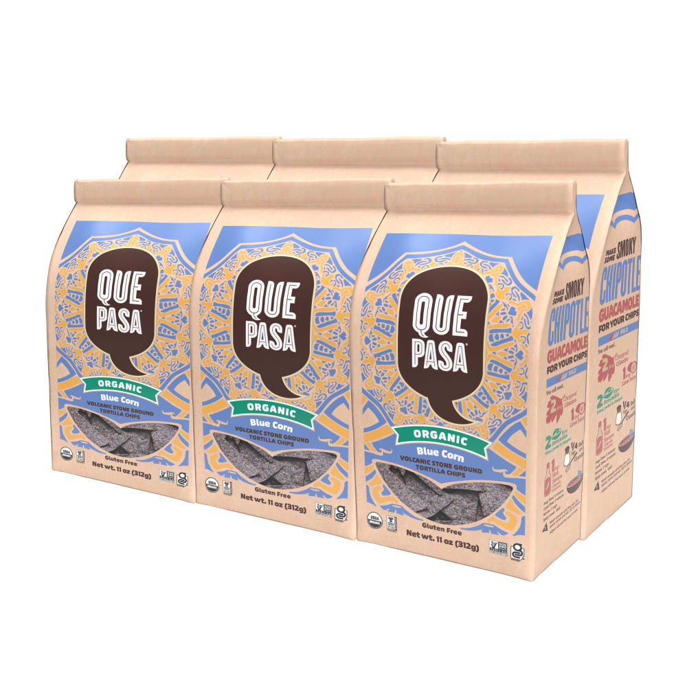 Pack of 6, Que Pasa Organic Blue Chips 11oz Bag