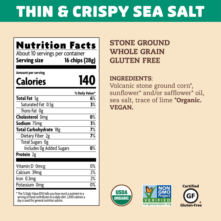 Thin & Crispy Sea Salt Tortilla Chips, 10 oz Bag