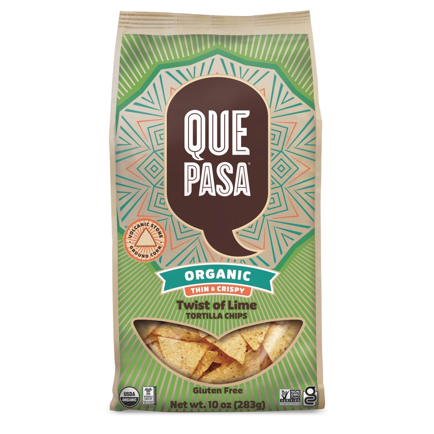 Que Pasa Organic Thin & Crispy Lime Chips 10oz Bag