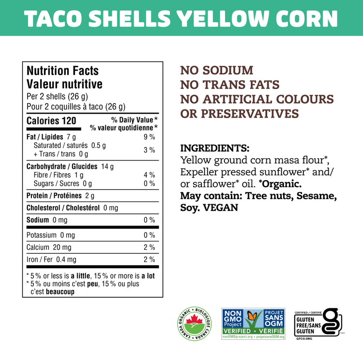 Yellow Corn Taco Shells, 130 g Box