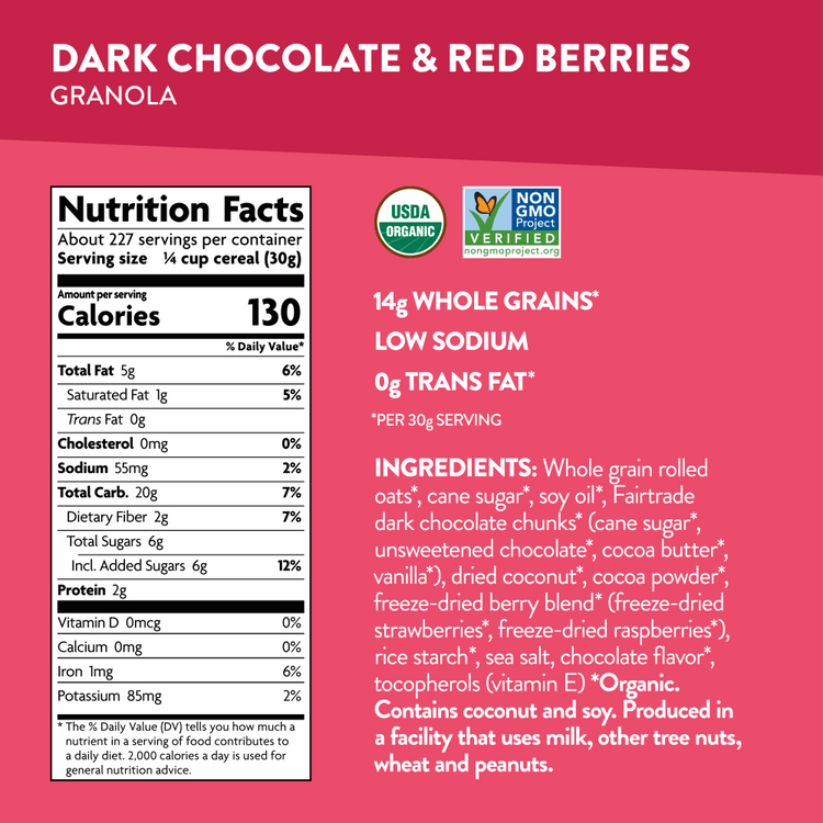 Dark Chocolate & Red Berries Granola, 240 oz Bulk Box