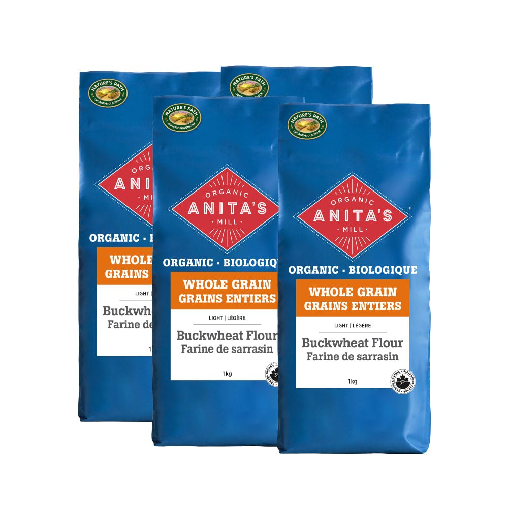 Pack of 4, Anita's Organic Mill Whole Grain Light Buckwheat Flour 1kg Bag