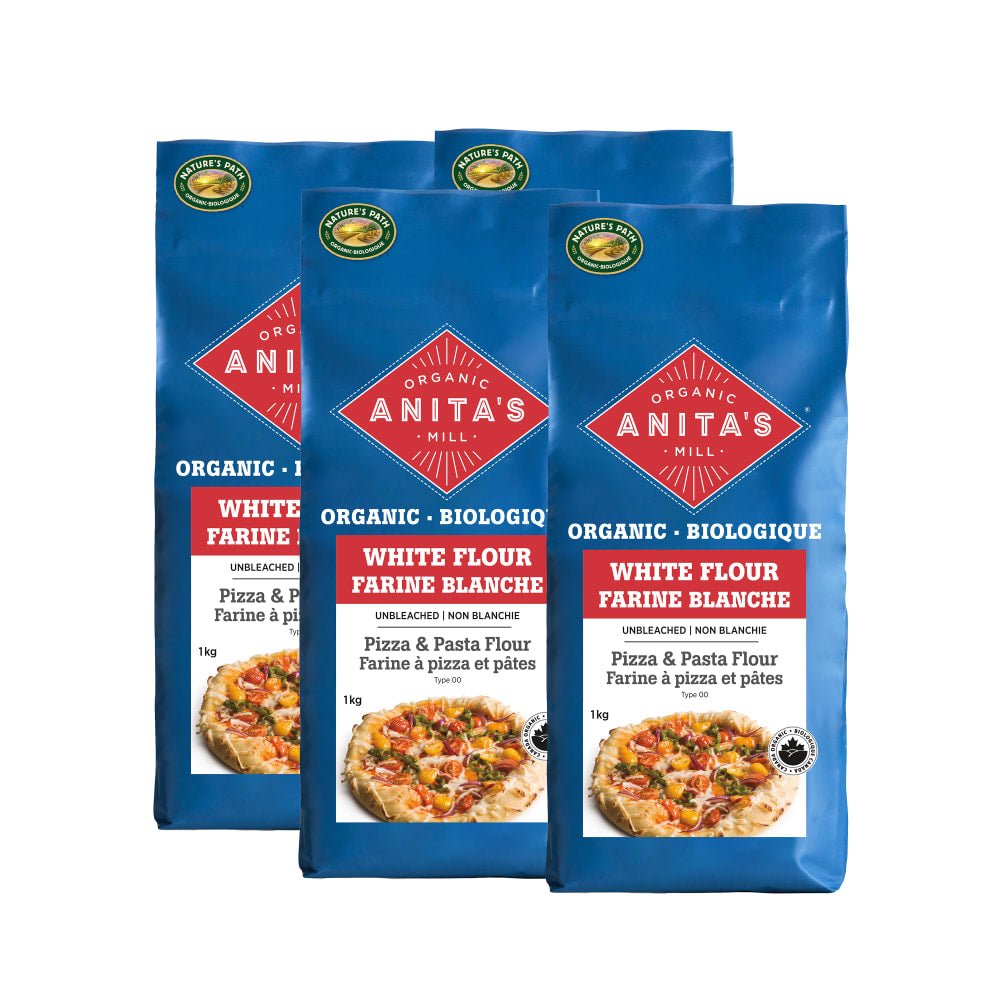 Pack of 4, Anita's Organic Mill Type '00' Unbleached Pizza & Pasta White Flour 1kg Bag