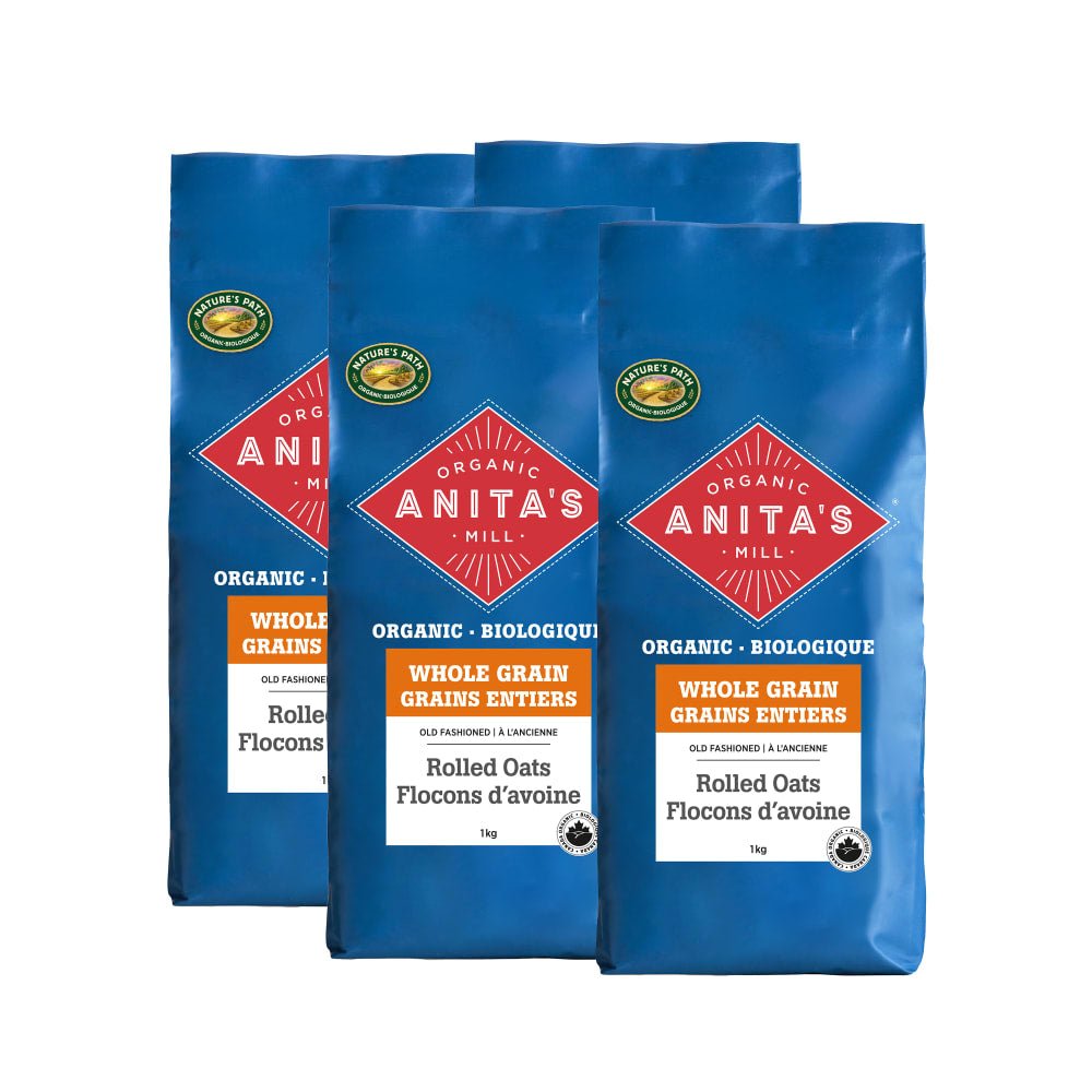 Pack of 4, Anita's Organic Mill Whole Grain Old Fashioned Rolled Oats 1kg Bag