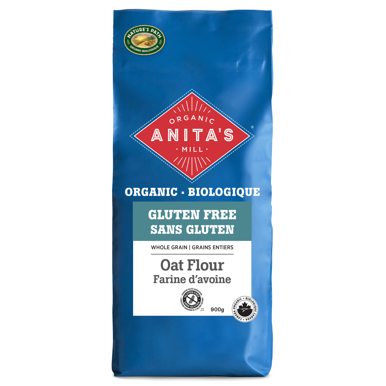 Farine d'avoine à grains entiers sans gluten, 900 g Sac