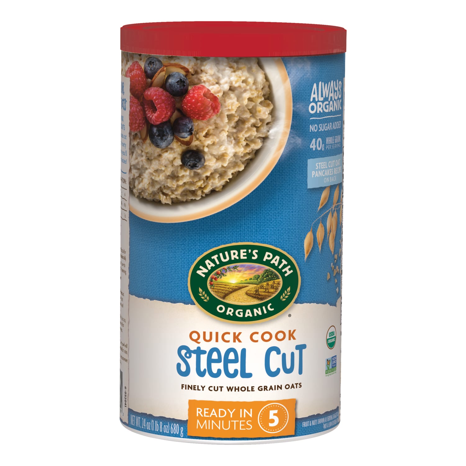 Nature's Path Organic Quick Cook Steel Cut Oatmeal 24oz Canister