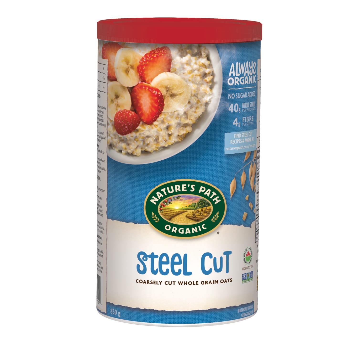 Nature's Path Organic Steel Cut Oatmeal 850g Canister