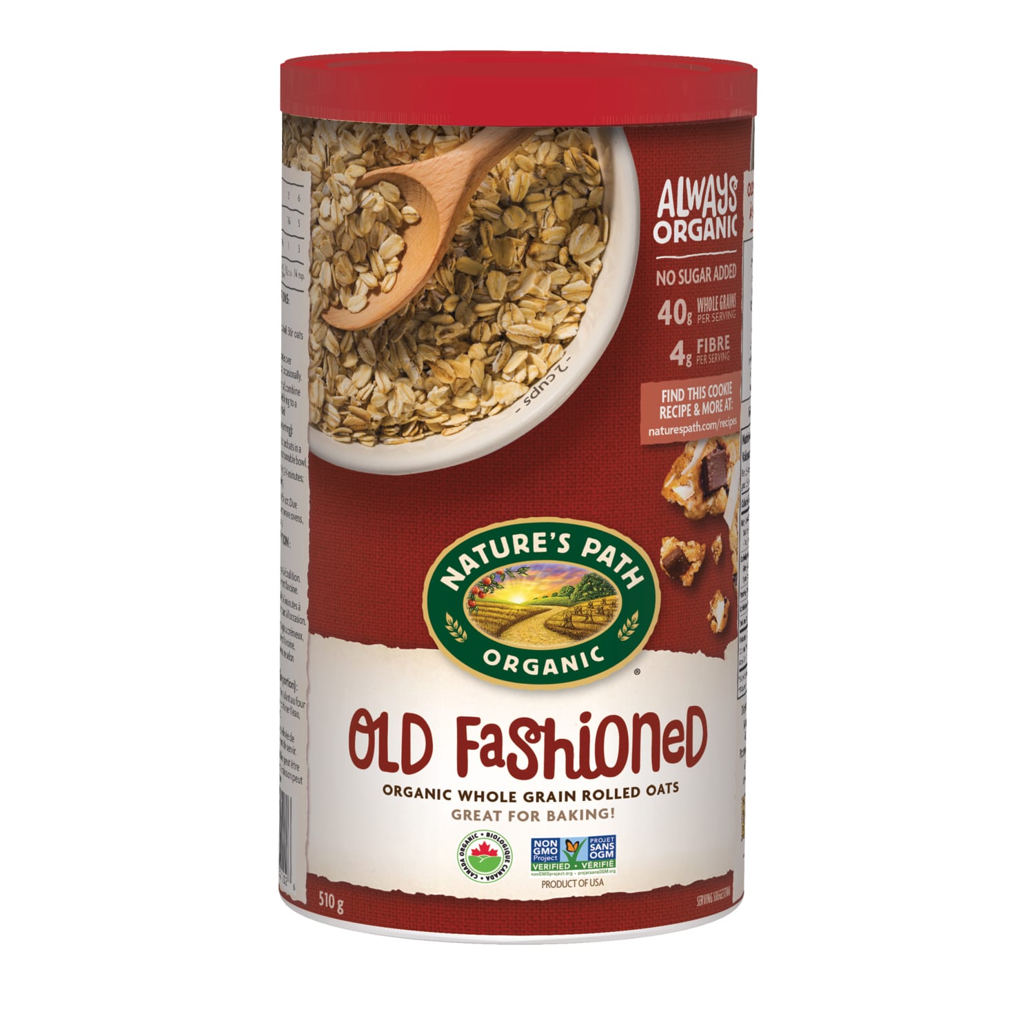 Nature's Path Organic Old Fashioned Oatmeal 510g Canister