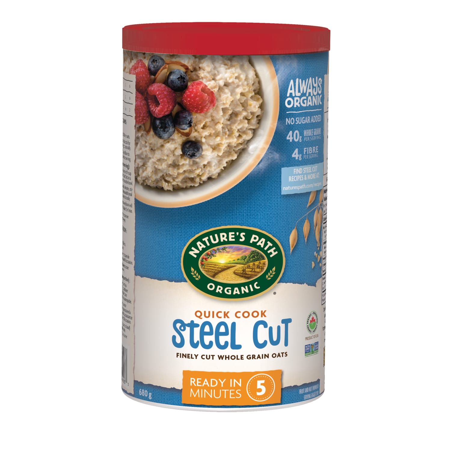 Nature's Path Organic Quick Cook Steel Cut Oatmeal 680g Canister