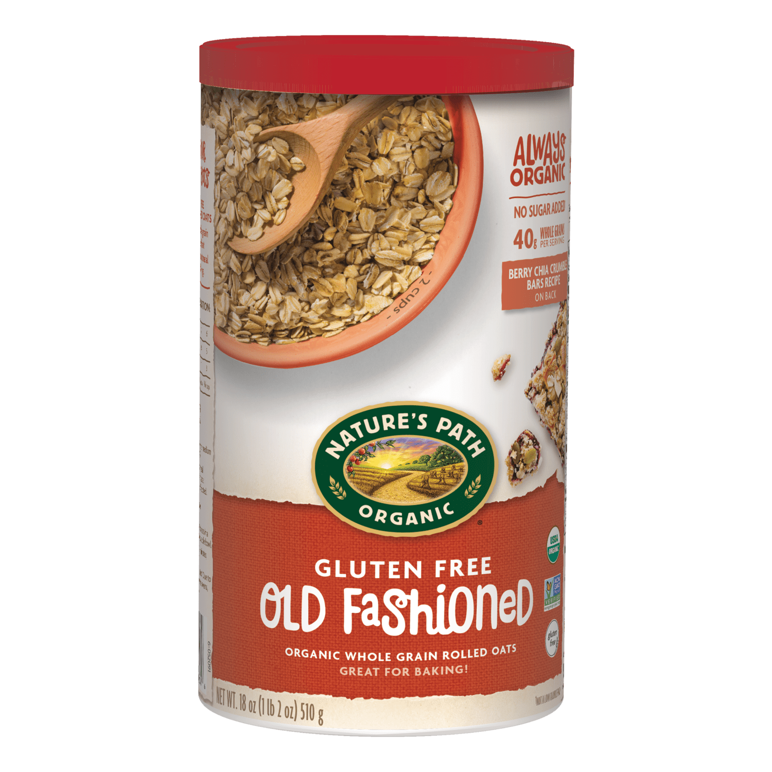 Old Fashioned Oats Gluten Free Oatmeal, 18 oz Canister