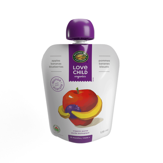 Superblends Apples, Bananas + Blueberries Puree, 128 ml Pouch