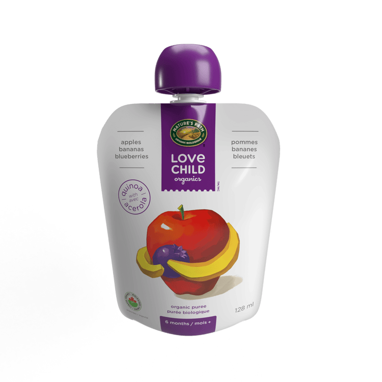 Superblends Apples, Bananas + Blueberries Puree, 128 ml Pouch