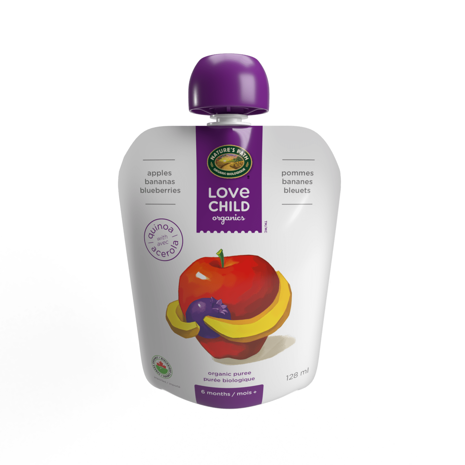 Superblends Apples, Bananas + Blueberries Puree, 128 ml Pouch