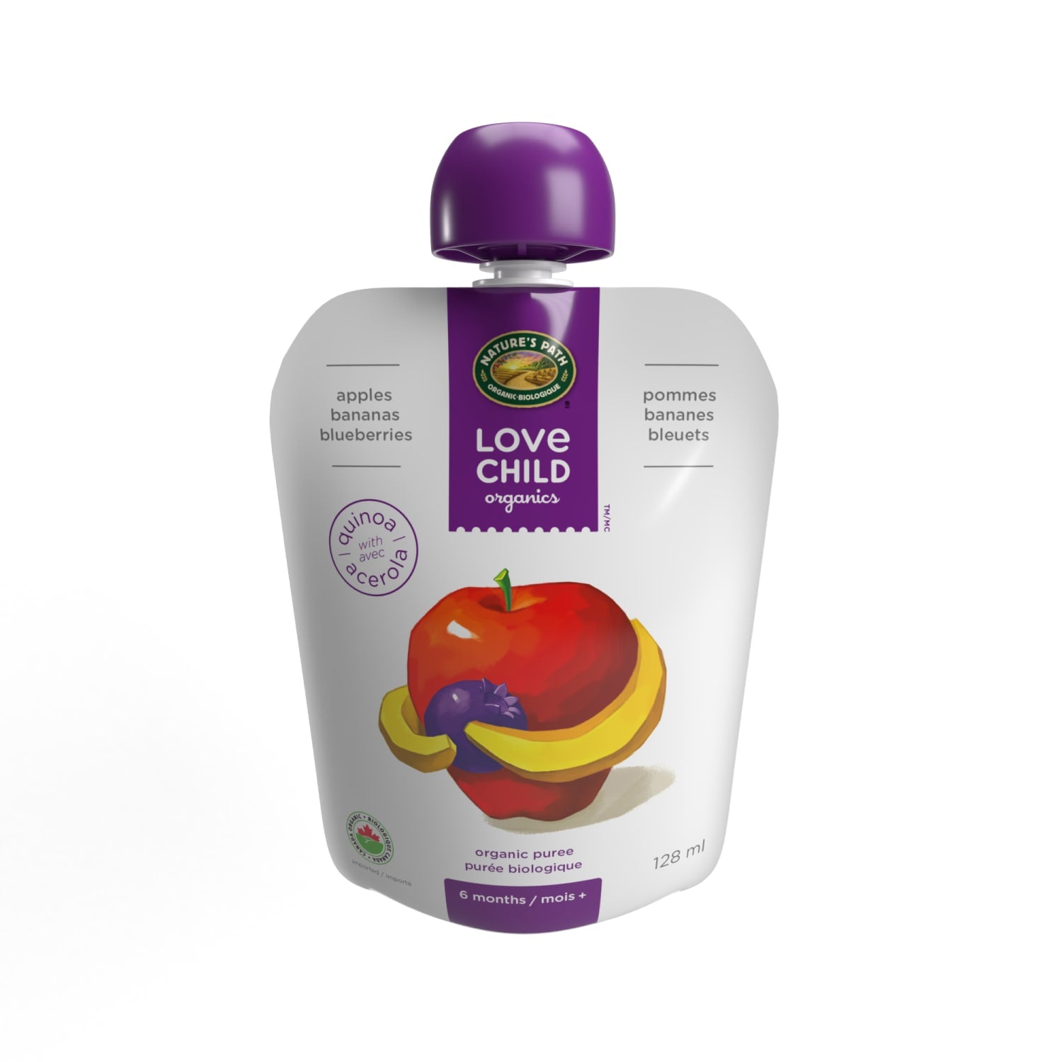 Love Child Organics Superblends Apples, Bananas + Blueberries Puree 128ml Pouch