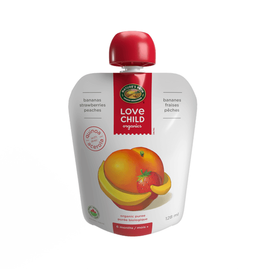 Superblends Bananas, Strawberries + Peaches Puree, 128 ml Pouch