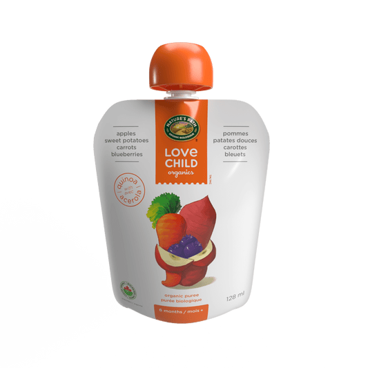Superblends Apples, Sweet Potatoes, Carrots + Blueberries Puree, 128 ml Pouch