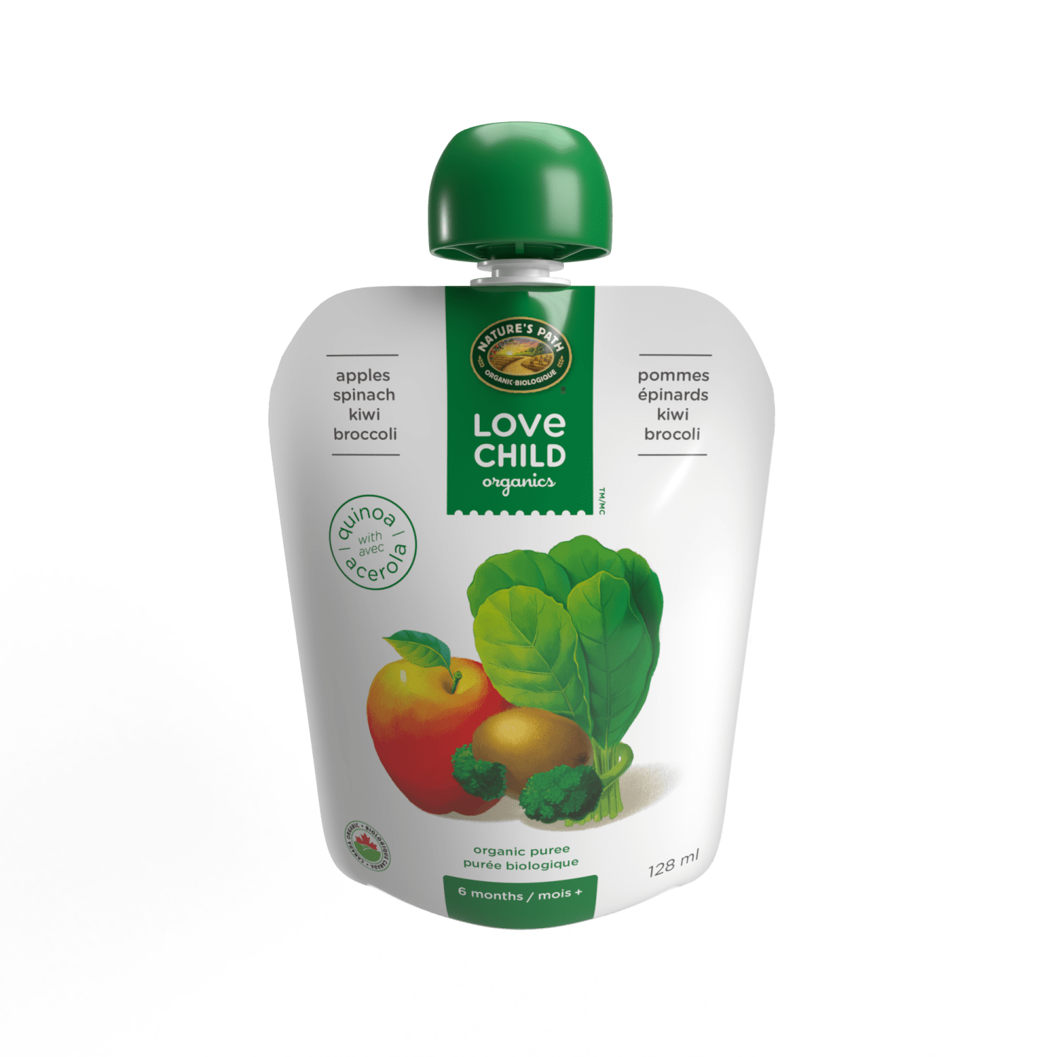 Pommes Superblends, épinards, purée de kiwi + brocoli, pochette de 128 ml