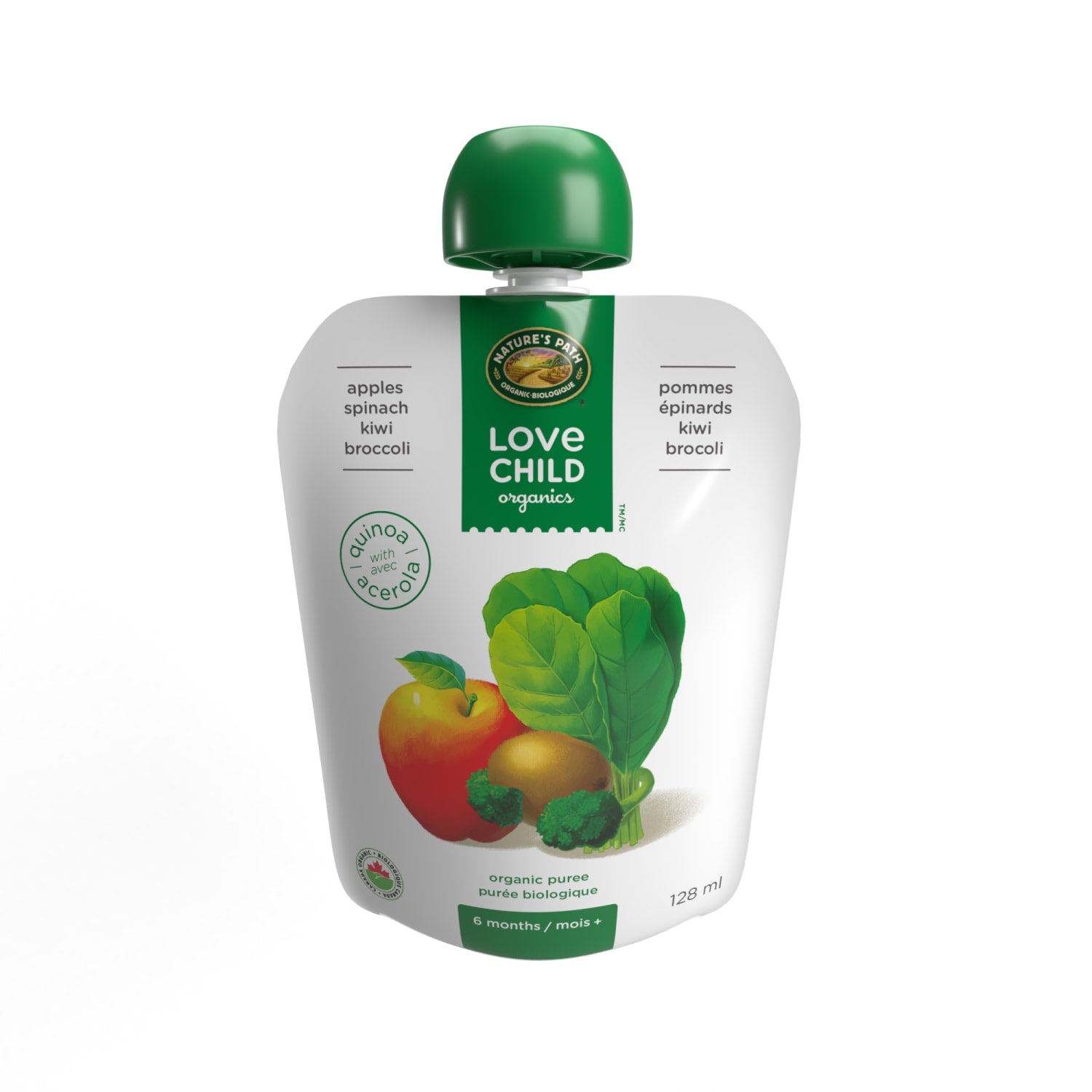 Love Child Organics Superblends Apples, Spinach, Kiwi + Broccoli Puree 128ml Pouch