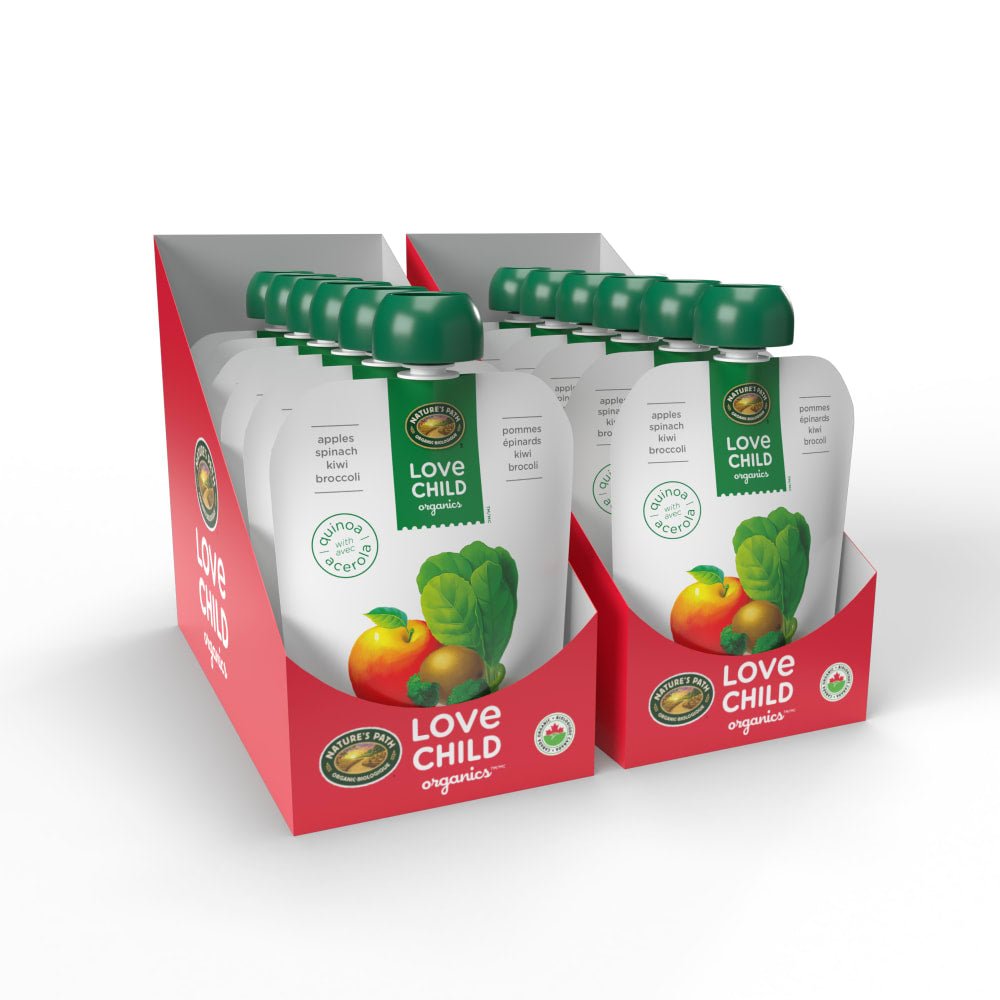 Pack of 12, Love Child Organics Superblends Apples, Spinach, Kiwi + Broccoli Puree 128ml Pouch