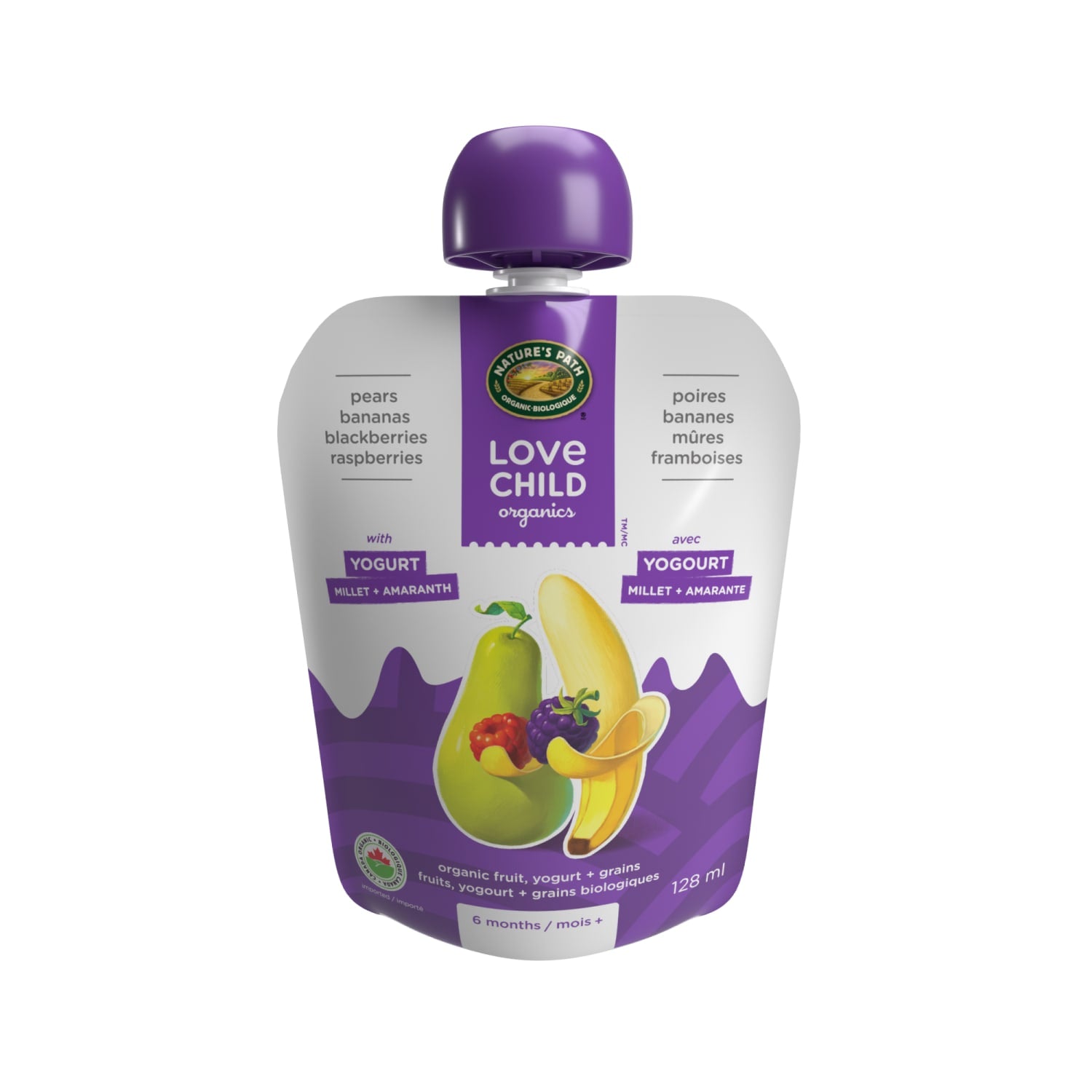 Love Child Organics Power Yo'rridge Pears, Bananas, Blackberries + Raspberries Puree 128ml Pouch