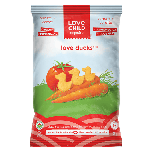 Love Ducks Tomato + Carot Corn Snacks, 30 g Sac