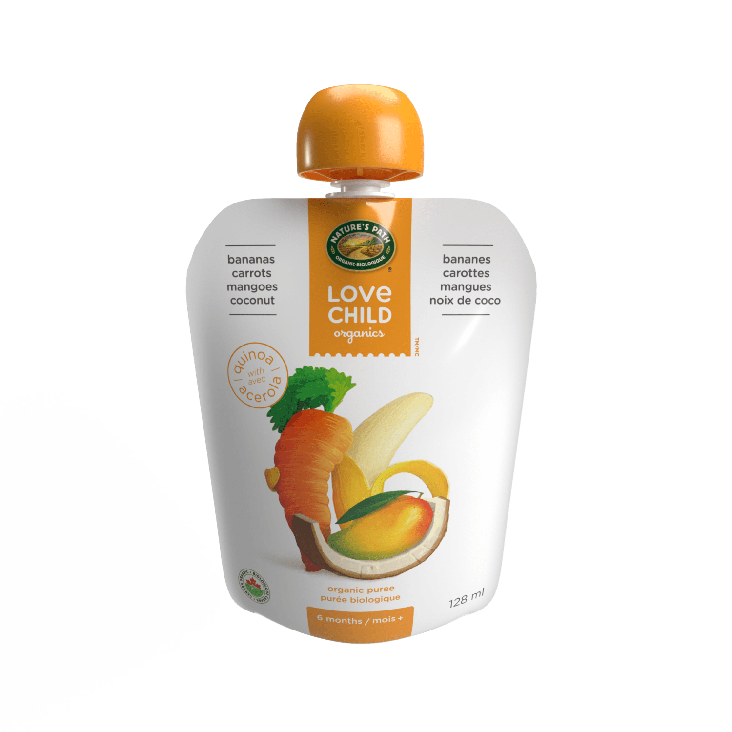 Superblends Bananas, Carrots, Mangoes + Coconut Puree, 128 ml Pouch