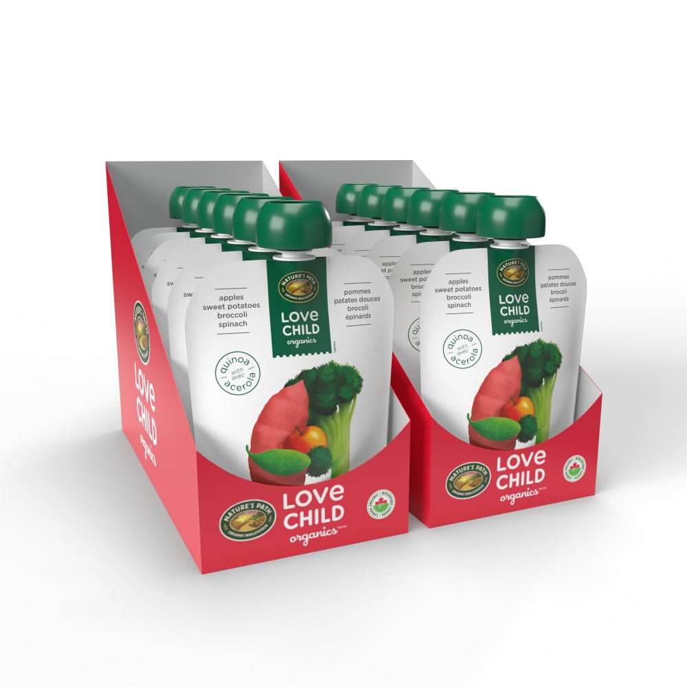 Pack of 12, Love Child Organics Superblends Apples, Sweet Potatoes, Broccoli + Spinach Puree 128ml Pouch