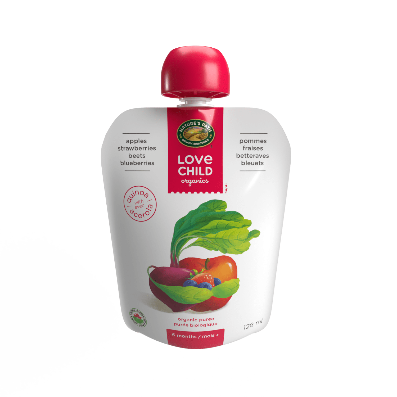 Pommes Superblends, fraises, betteraves + purée de bleuets, pochette de 128 ml