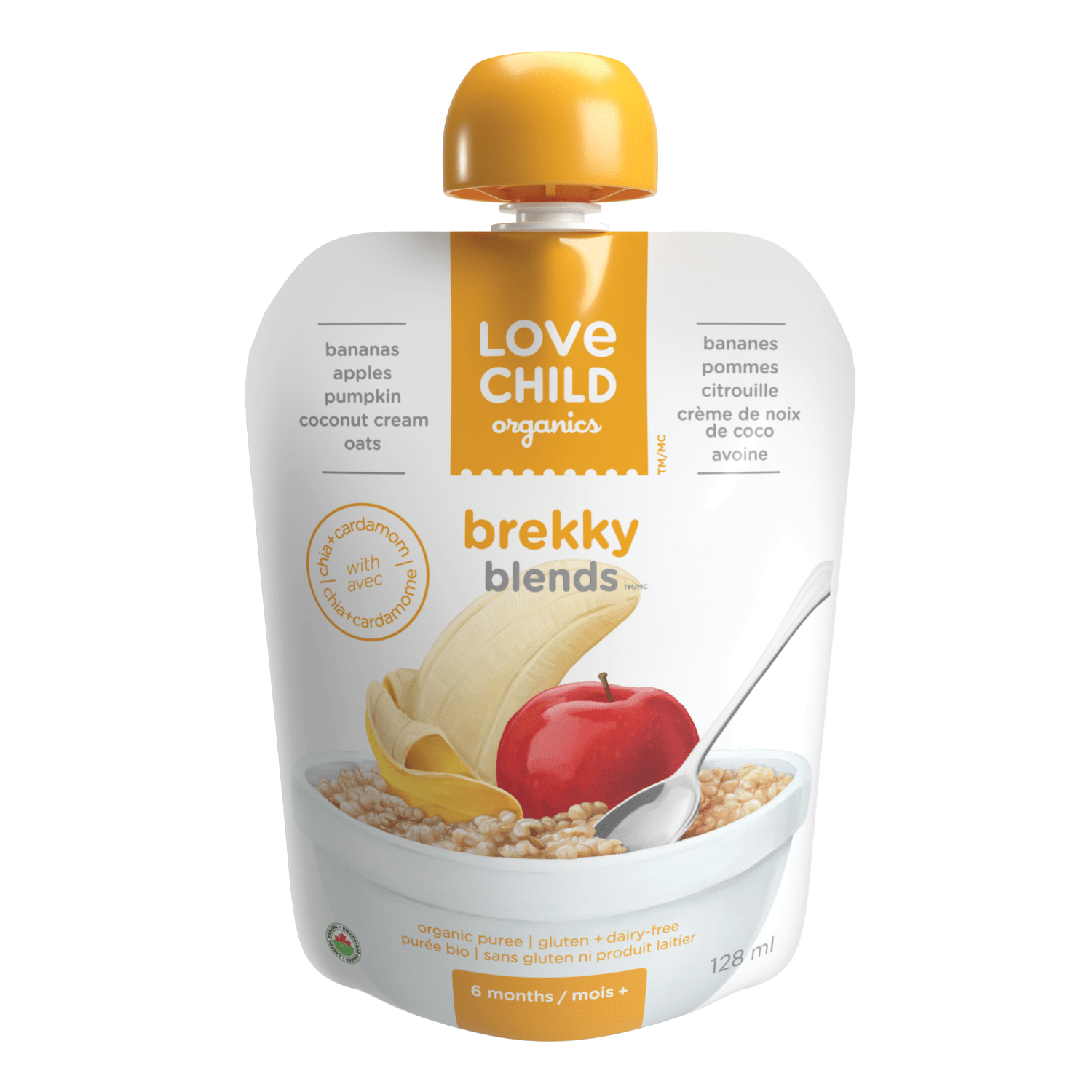 Brekky Blends Bananas, Apples, Pumpkin + Cardamom Puree, 128 ml Pouch