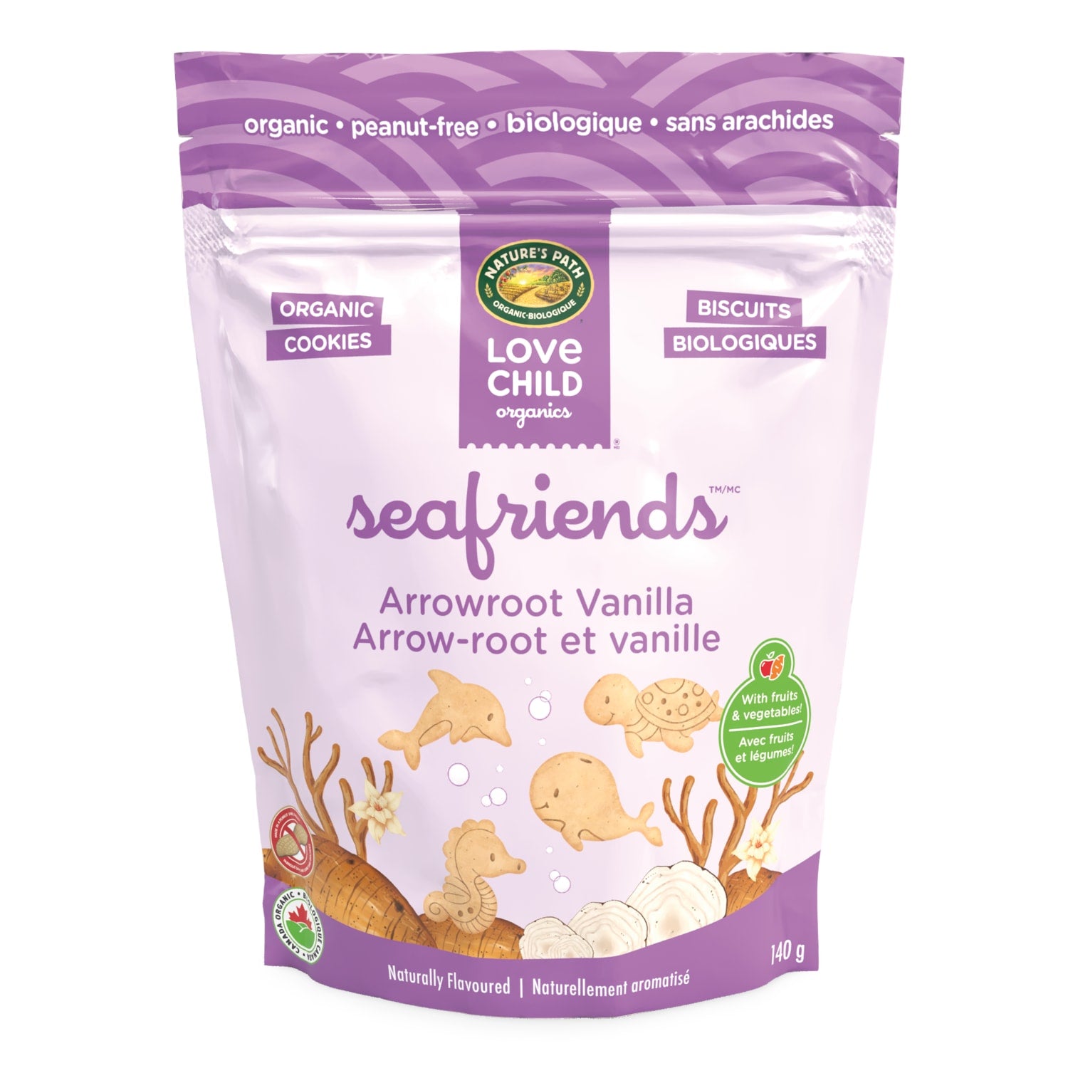 Love Child Organics Sea Friends Arrowroot Vanilla Cookies 140g Pouch