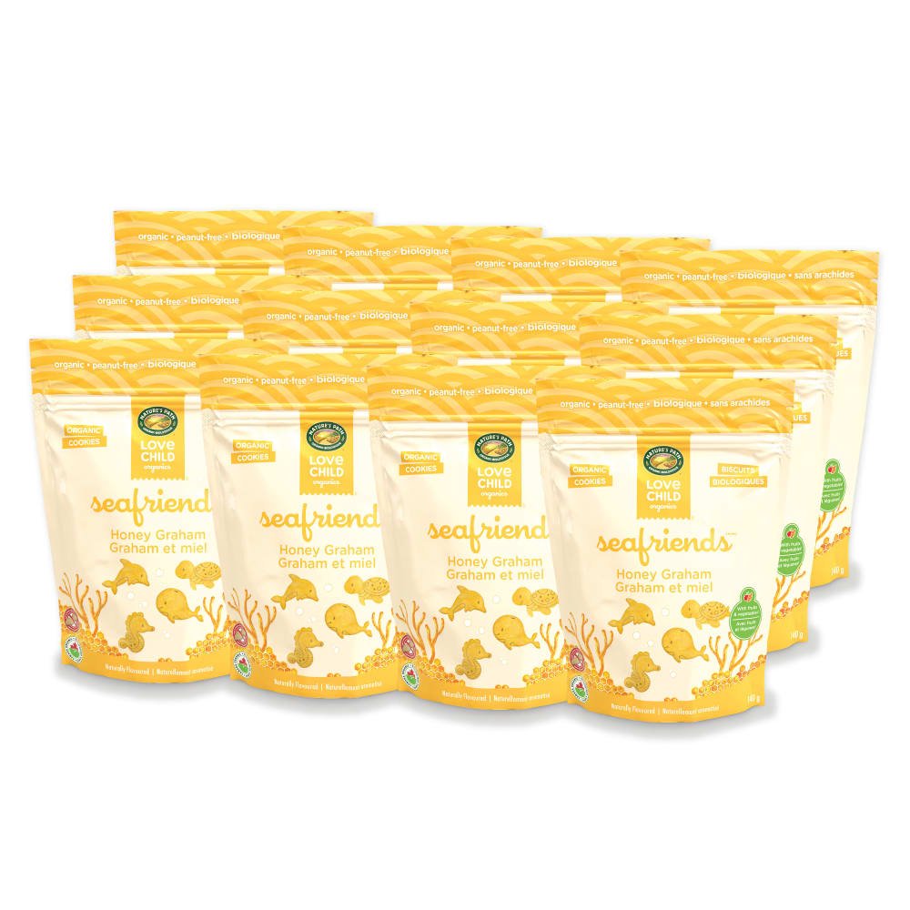 Pack of 12, Love Child Organics Sea Friends Honey Graham Cookies 140g Pouch