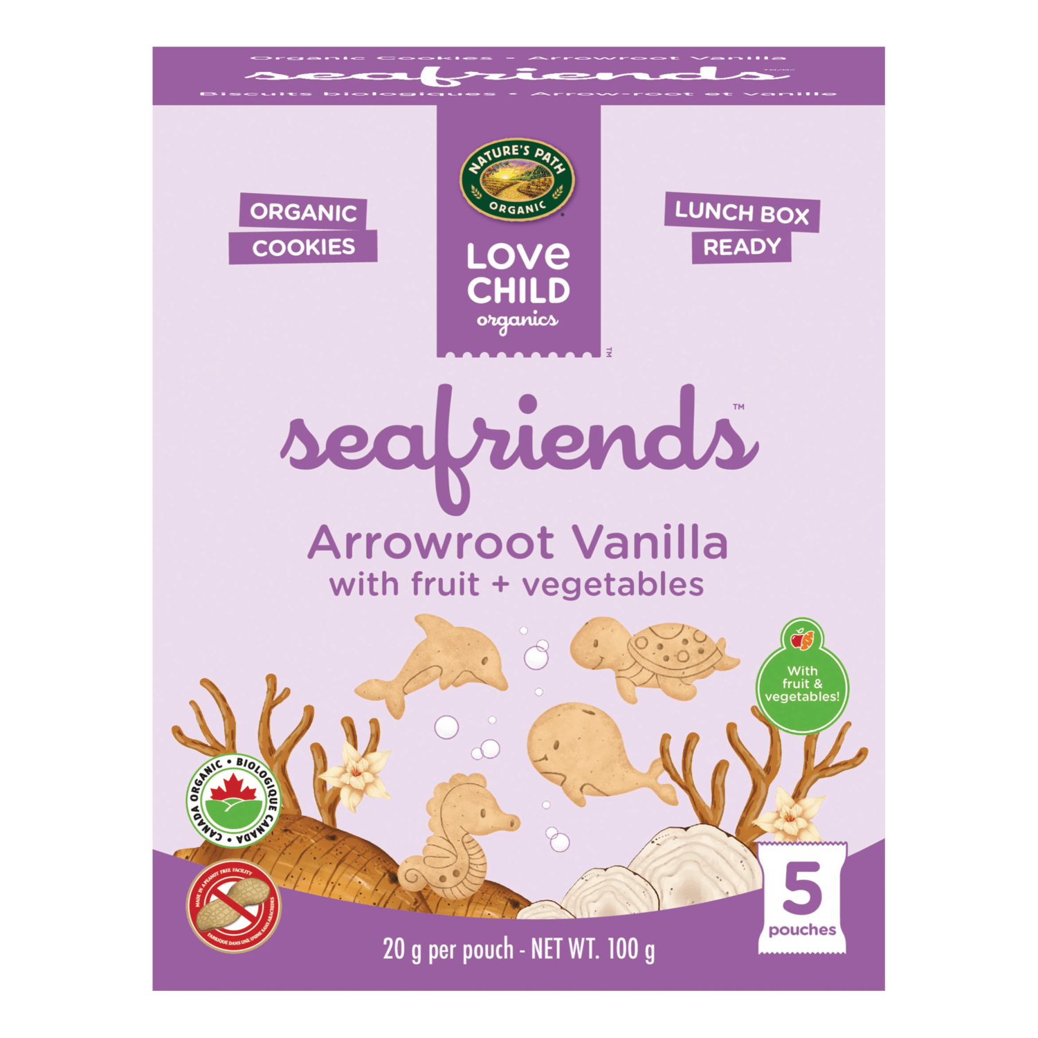 SEA Friends Arrowroot Vanilla Cookies, 100 g Pouchette