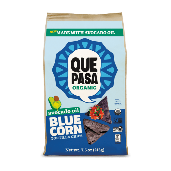 Que Pasa Organic Avocado Oil Blue Corn Tortilla Chips
