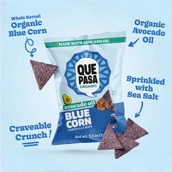 Que Pasa Organic Avocado Oil Blue Corn Tortilla Chips