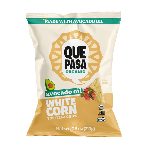 Que Pasa Organic Avocado Oil White Corn Tortilla Chips