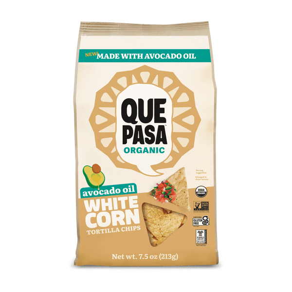 Que Pasa Organic Avocado Oil White Corn Tortilla Chips
