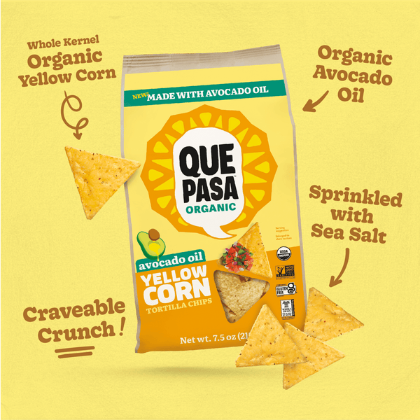 Que Pasa Organic Avocado Oil Yellow Corn Tortilla Chips
