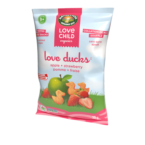 Love Ducks Apple + Strawberry Corn Snacks, 30 g Sac