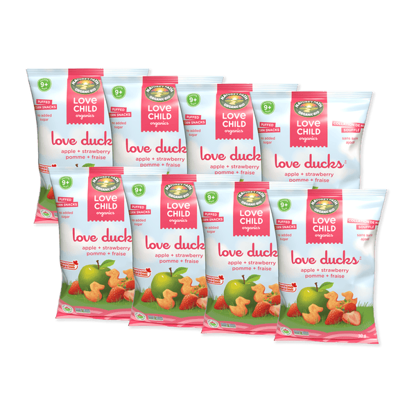 Love Ducks Apple + Strawberry Corn Snacks, 30 g Sac
