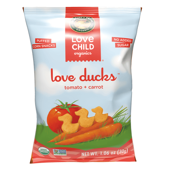 Love Child Organics Love Ducks Tomato + Carrot Gluten Free Corn Snacks