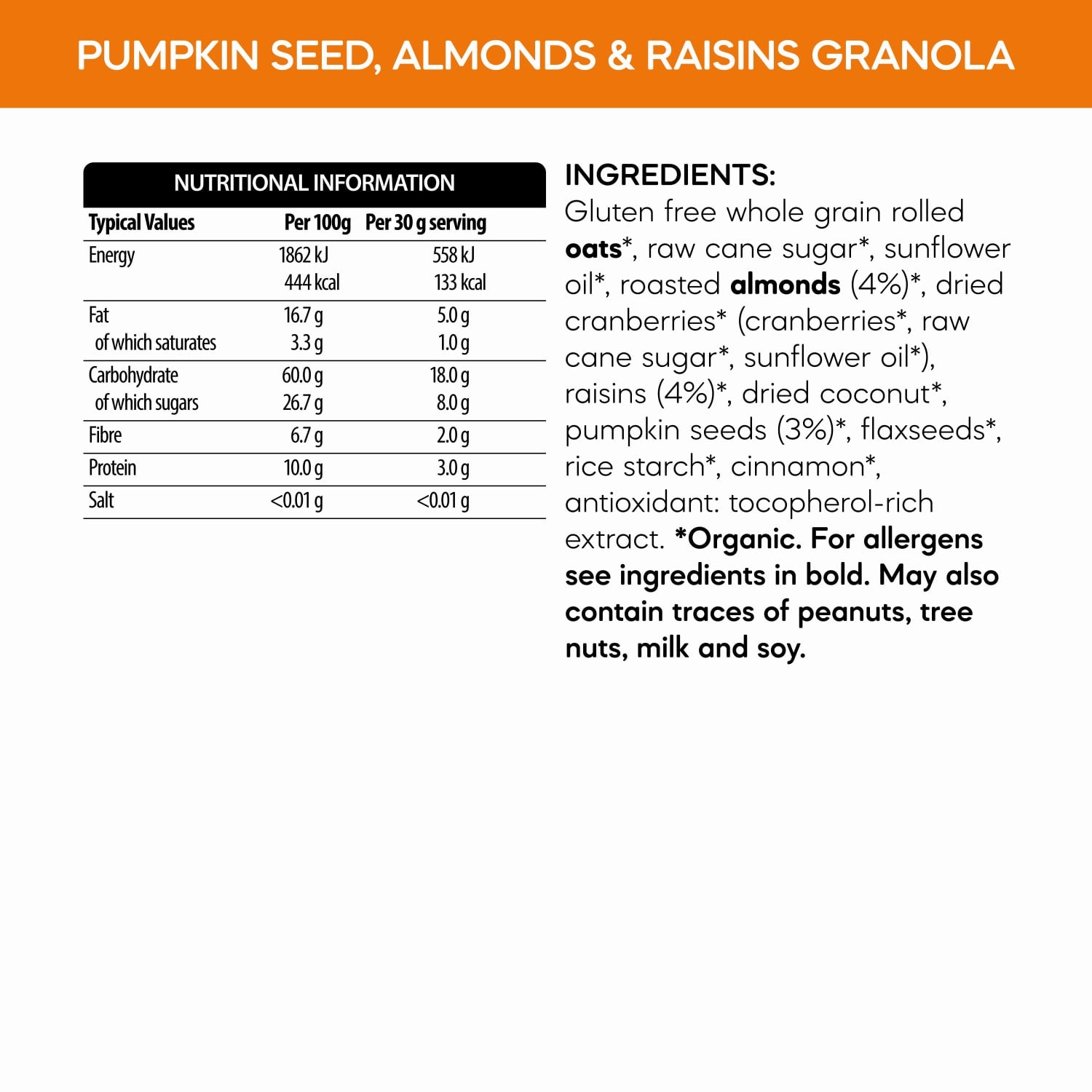 Nice & Nobbly Granola Pumpkin Seeds, Almonds and Raisins