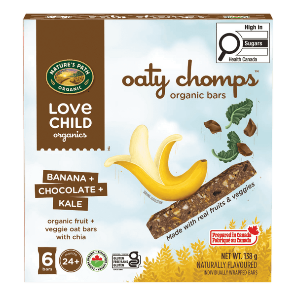 Love Child Organics Oaty Chomps Banana + Chocolate + Kale Gluten Free Snack Bars