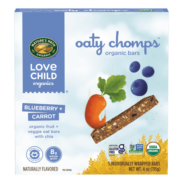 Love Child Organics Oaty Chomps Blueberry + Carrot Gluten Free Snack Bars
