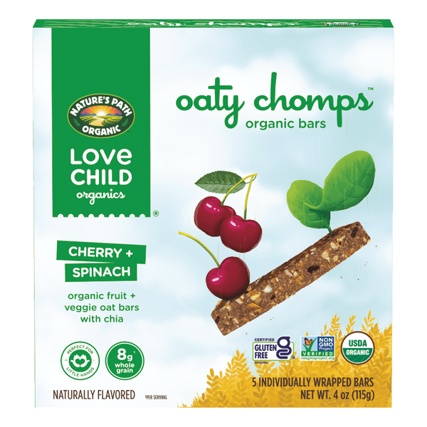 Love Child Organics Oaty Chomps Cherry + Spinach Gluten Free Snack Bars