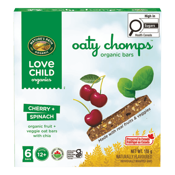Love Child Organics Oaty Chomps Cherry + Spinach Gluten Free Snack Bars