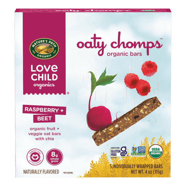 Love Child Organics Oaty Chomps Raspberry + Beet Gluten Free Snack Bars