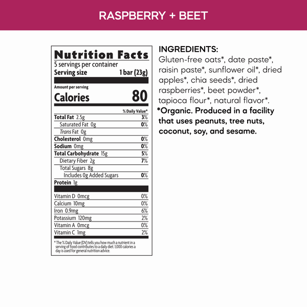 Love Child Organics Oaty Chomps Raspberry + Beet Gluten Free Snack Bars