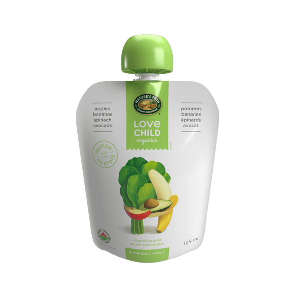 Pommes Superblends, bananes, épinards + purée d'avocat, pochette de 128 ml