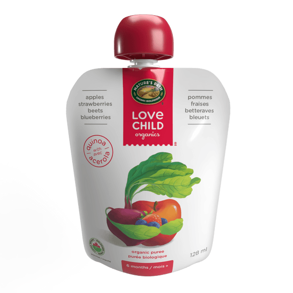 Pommes Superblends, fraises, betteraves + purée de bleuets, pochette de 128 ml