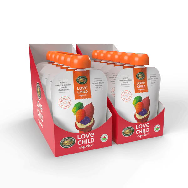 Pommes Superblends, patates douces, carottes + purée de bleuets, poche de 128 ml